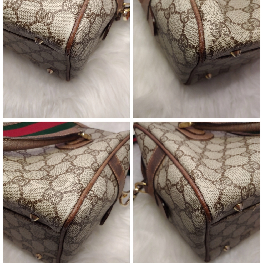 Authentic Vintage Gucci GG Monogram Supreme Sherry Web Ophidia Boston Doctor Bag - Picture 8 of 11